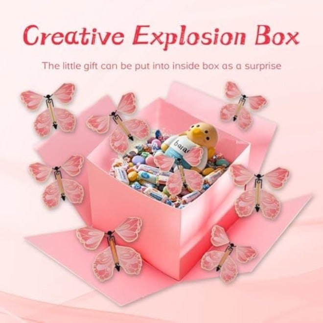 Pink Butterfly Explosion Gift Box 8 Pcs Flying Flying Butterfly Surprise Box Creative DIY Exploding Surprise Gift for Christmas Birthdays Wedding Anniversaries  (Black) - Image 5