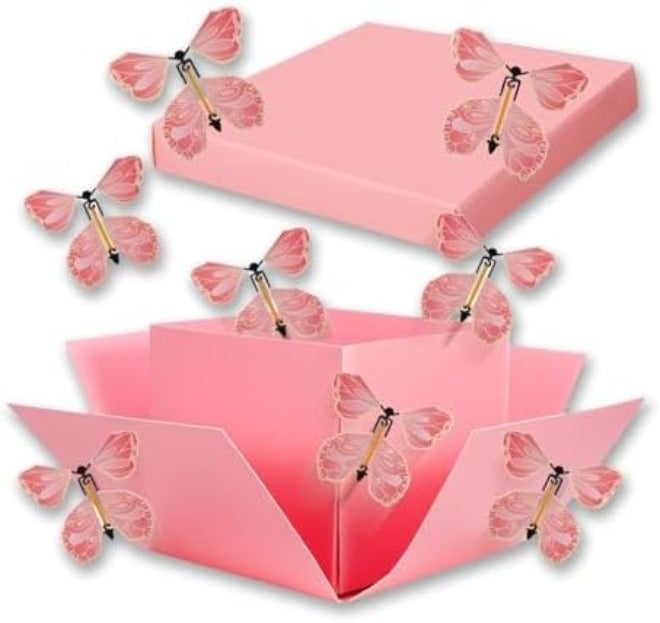 Pink Butterfly Explosion Gift Box 8 Pcs Flying Flying Butterfly Surprise Box Creative DIY Exploding Surprise Gift for Christmas Birthdays Wedding Anniversaries  (Black) - Image 3