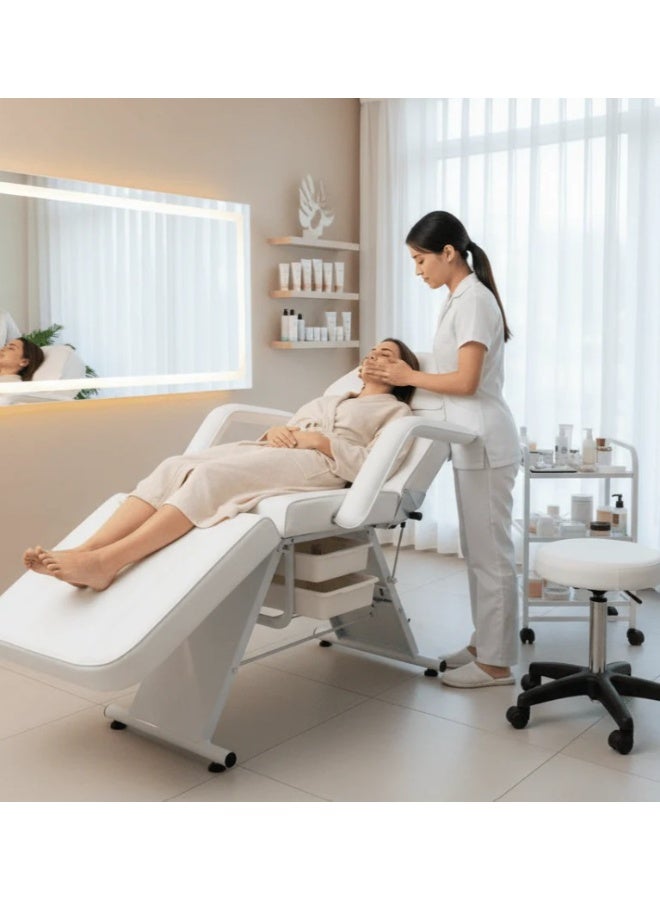 White Foldable Facial Chair Massage Bed Salon Spa Multipurpose Massage Bed Spa Salon Facial Tattoo Chairs - Image 3