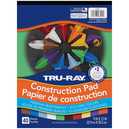 TRU-RAY دفتر ورق البناء الثقيل Tru-Ray®، 10 ألوان متنوعة، 9" × 12"، 40 ورقة - Image 2