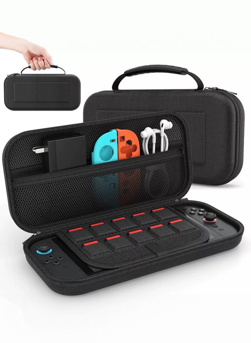 Manhua Nintendo Switch 2 (2025) 7.9-inch gaming console storage case,hard shell travel portable bag with 10 game card slots and accessory pockets,lightweight scratch resistant protection (black) - Image 1