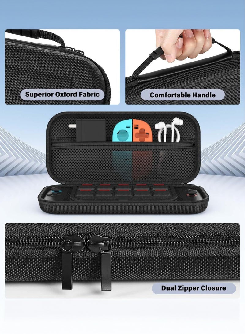 Manhua Nintendo Switch 2 (2025) 7.9-inch gaming console storage case,hard shell travel portable bag with 10 game card slots and accessory pockets,lightweight scratch resistant protection (black) - Image 2