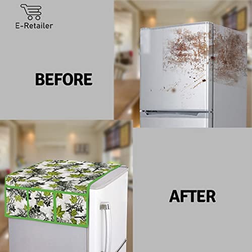 E-Retailer® Exclusive 3-Layered Polyester Combo Set of Appliances Cover (1 Pc. of Fridge Top Cover, 2 Pc Handle Cover and 1 Pc. of Microwave Oven Top Cover) (Color-Green, Design-Floral, Set Contains-4 Pcs.) - Image 3