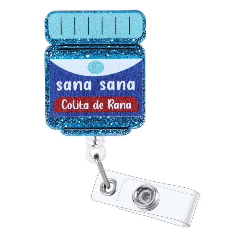 BEZTN Funny Nurse Badge Reel  Sana Sana Colita De Rana Fun Badge Holder With Retractable Clip  Pediatric Badge Buddy  Nursing Student Rn Lpn Cna Ma Medical Worker Doctor Id Name Work Badge Clip Accessories - Image 1
