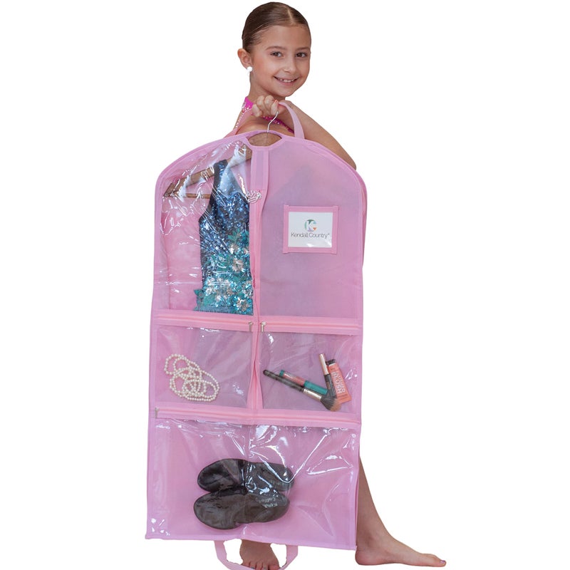 Waterproof Hanging Garment Bag 35 inch Clothes Bag with Gusset 5 Pockets  Side Zip for Dance Costumes Theatre Beauty Pageants  More Best for younger performers with small costume pieces