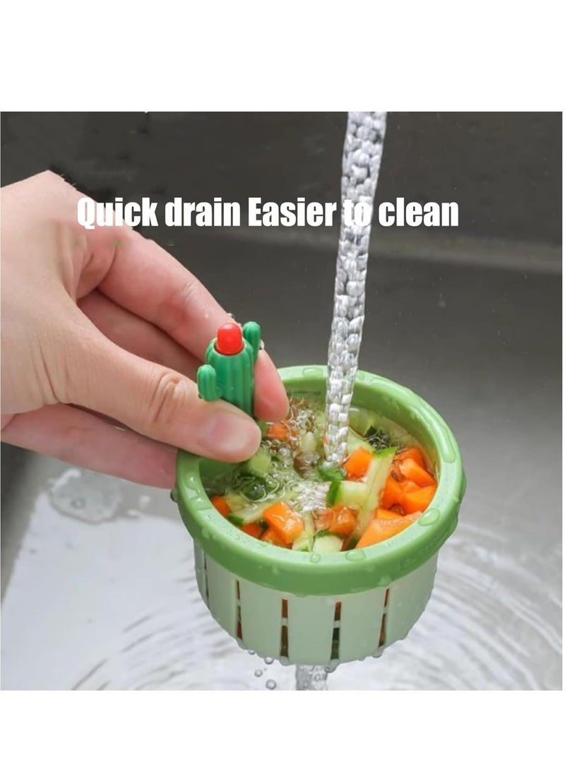 Generic - 3PCS Cactus Kitchen Sink Drain Strainer, Press Automatic Dumping Basket, Multi-Functional Home Use Sink Draining Basket Filter Net Lifting Basket, Kitchen Waste Collector Filter for Sinks (Green) - Image 1