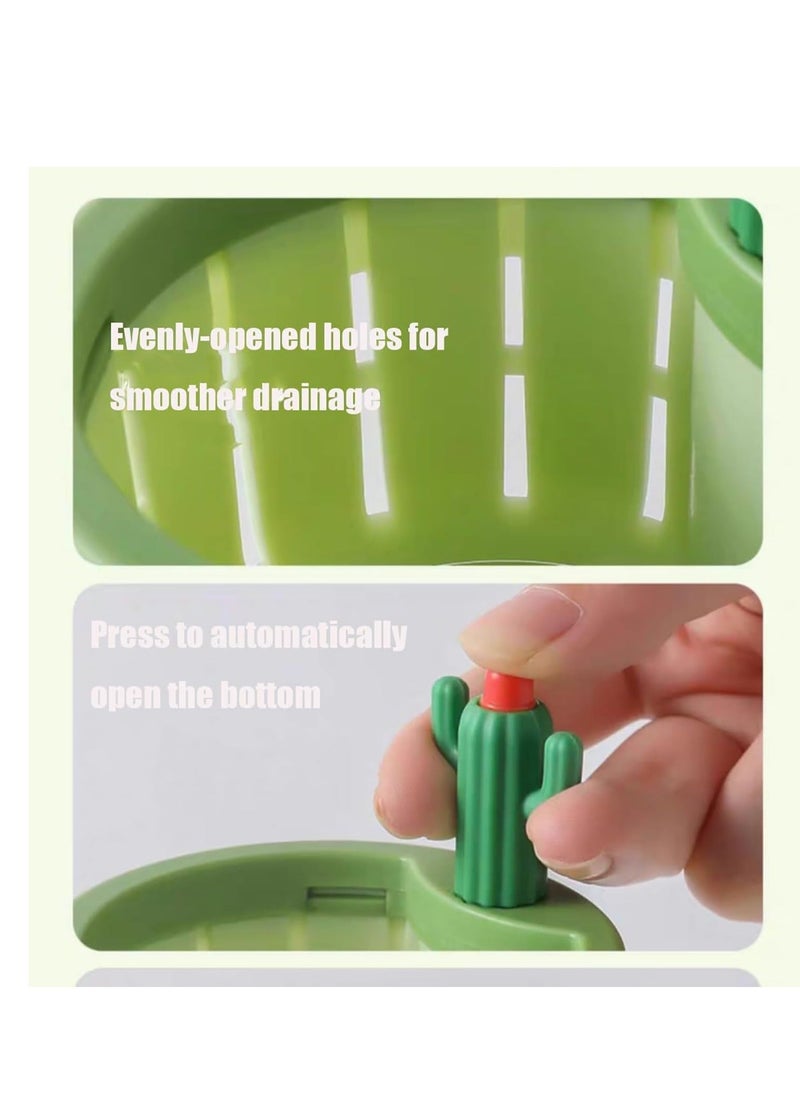 Generic - 3PCS Cactus Kitchen Sink Drain Strainer, Press Automatic Dumping Basket, Multi-Functional Home Use Sink Draining Basket Filter Net Lifting Basket, Kitchen Waste Collector Filter for Sinks (Green) - Image 1