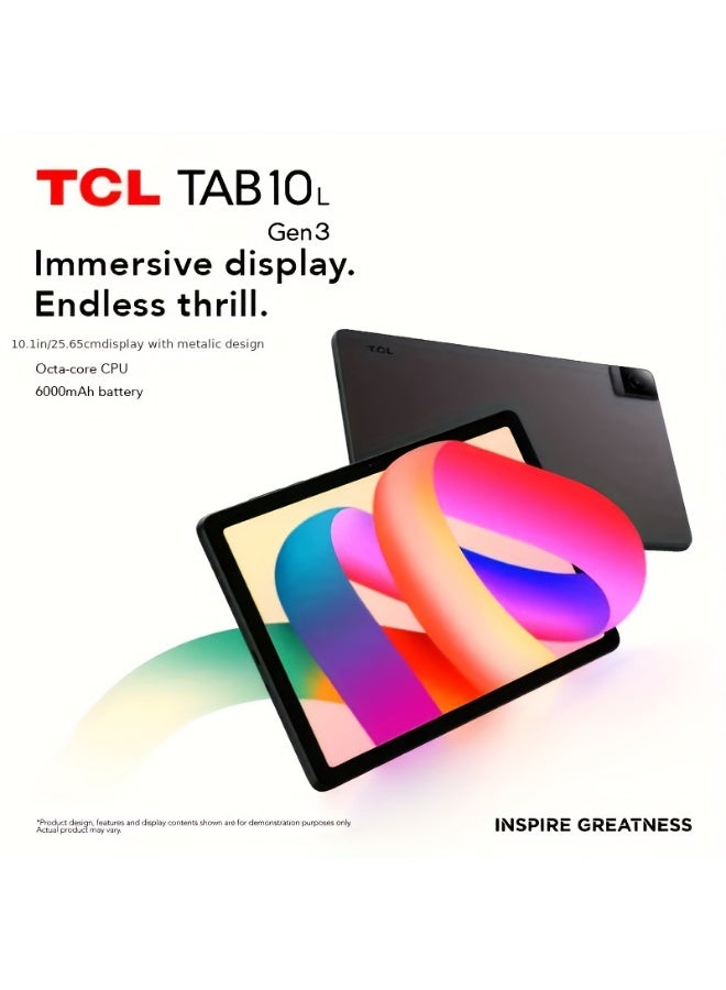 TCL Advanced تابلت TCL TAB 10L الجيل 3 | تابلت أندرويد 14 | 4GB + 64GB، قابل للتوسيع إلى 1TB | معالج ثماني النواة | بطارية 6000mAh | وضع راحة العين/وضع القراءة | USB-C | تصميم معدني | غلاف TPU متضمن (نسخة الإمارات) - Image 2