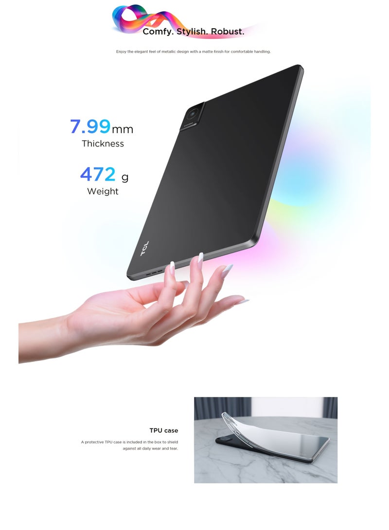 TCL Advanced تابلت TCL TAB 10L الجيل 3 | تابلت أندرويد 14 | 4GB + 64GB، قابل للتوسيع إلى 1TB | معالج ثماني النواة | بطارية 6000mAh | وضع راحة العين/وضع القراءة | USB-C | تصميم معدني | غلاف TPU متضمن (نسخة الإمارات) - Image 4