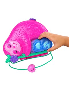 Polly Pocket Playset and Travel Toy with 2 Micro Dolls and 12 Accessories, Animal Toy, Sloth 2-in-1 Purse Compact  - Image 3