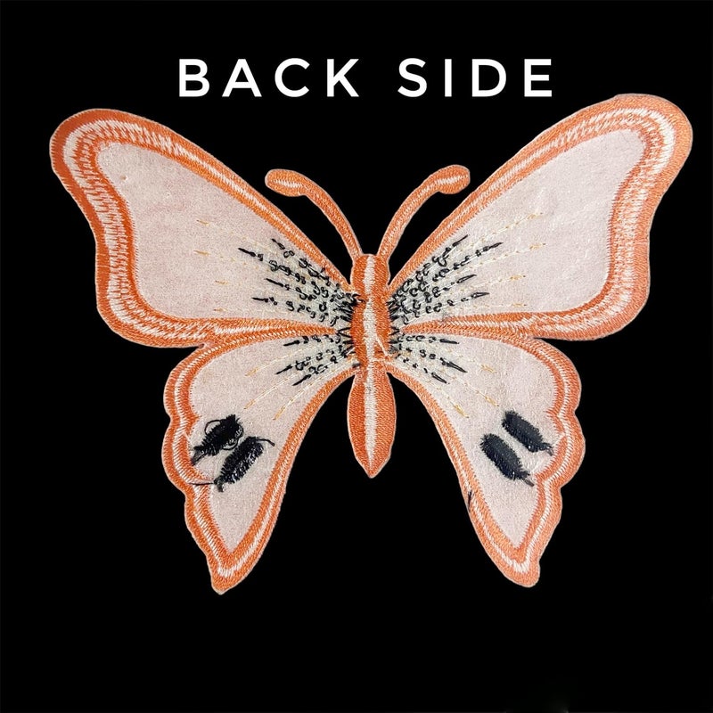 Embroidered Butterfly Applique Sew onIron on Patches for Clothes Embroidery Patch SuitsBlouseDupattaSareeJeans Pack of 1 Orange - Image 2