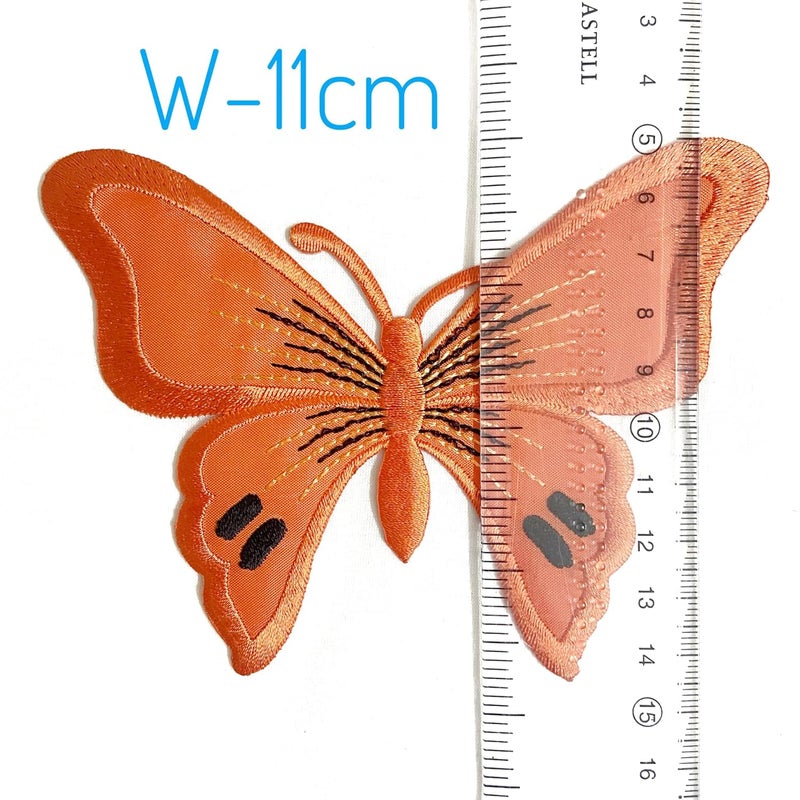 Embroidered Butterfly Applique Sew onIron on Patches for Clothes Embroidery Patch SuitsBlouseDupattaSareeJeans Pack of 1 Orange - Image 4