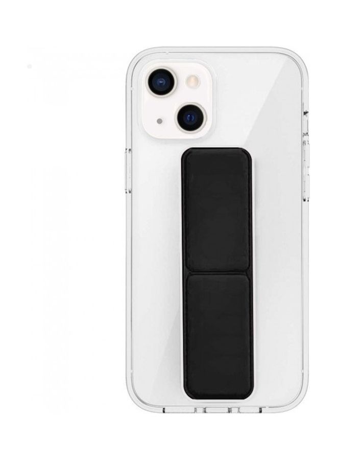Protective Hand Grip Finger Strap Stand Case Cover for iphone 13 Black/Clear - Image 1