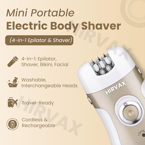 HIRVAX Mini Portable Electric Body Shaver | Cordless Smooth & Silky 4-in-1 Epilator for Long-Lasting Hair Removal from roots | Rechargeable Body Epilator and Shaver for Women Facial Hair Remover Machine | Bikini Trimmer |(MULTI) - Image 2
