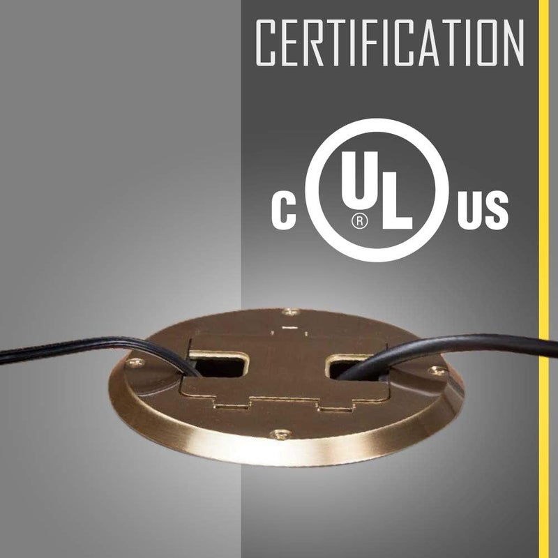 RACO Hubbell 6239 Brass Floor Kit with Recessed Duplex 15A TR Device and Adjustable Steel Box - Image 4