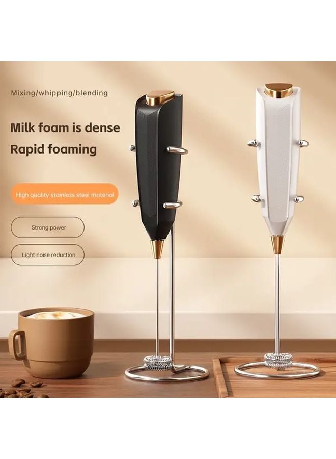 Black Double Head Milk Frother And Egg Beater 2 In 1 Battery Powered Handheld Mixer - Image 2