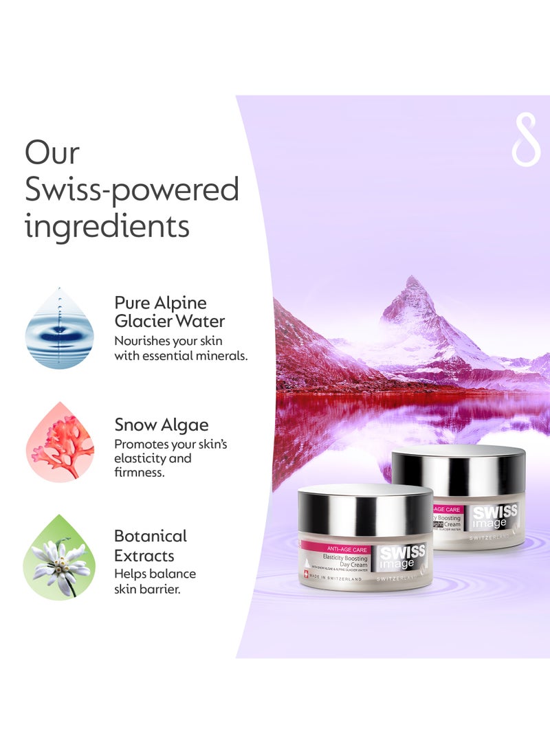 SWISS image - Anti Age 36+ Elasticity Boosting Day Cream & Night Cream Special Offer Pack 2 X 50ml, W/ SPF Filter, Collagen Boosting - Image 1
