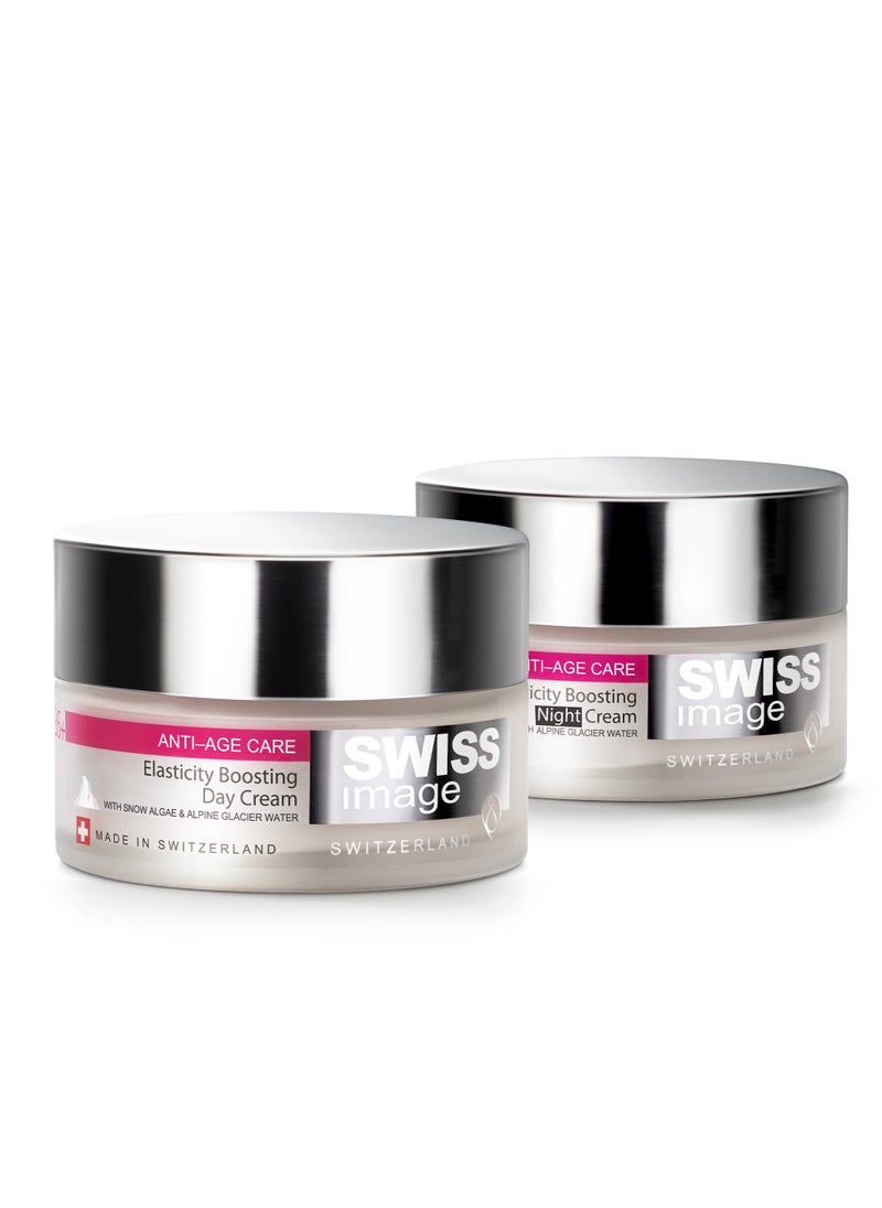 SWISS image - Anti Age 36+ Elasticity Boosting Day Cream & Night Cream Special Offer Pack 2 X 50ml, W/ SPF Filter, Collagen Boosting - Image 1