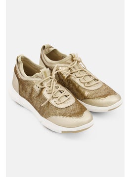 GEOX Women Lace Up Casual Shoes, Gold  - Image 1