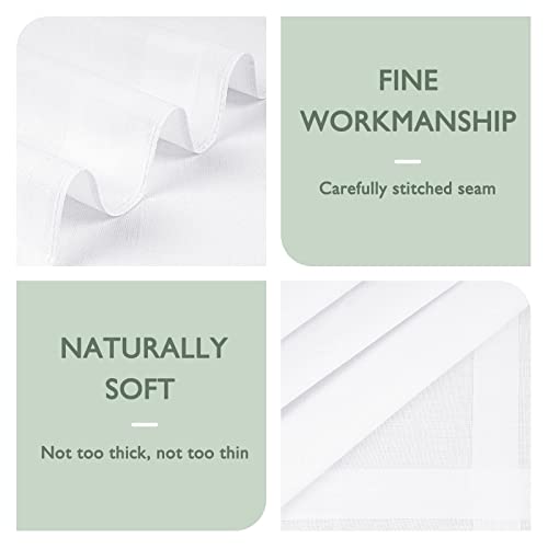 Zenssia Men's White Pure Cotton Handkerchiefs with Hem, Pack of 6 Pieces Hankies - Image 2