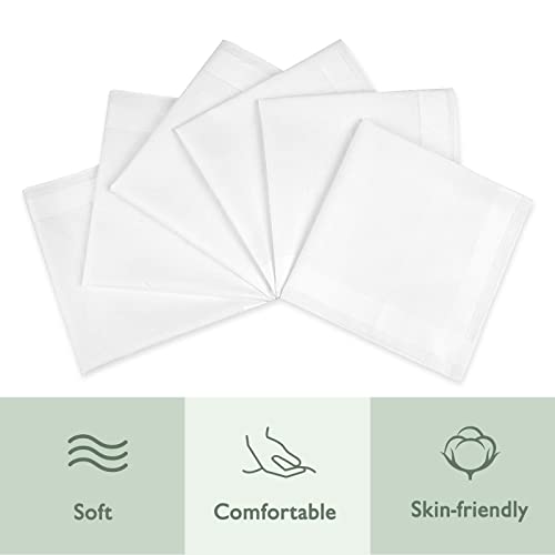 Zenssia Men's White Pure Cotton Handkerchiefs with Hem, Pack of 6 Pieces Hankies - Image 3