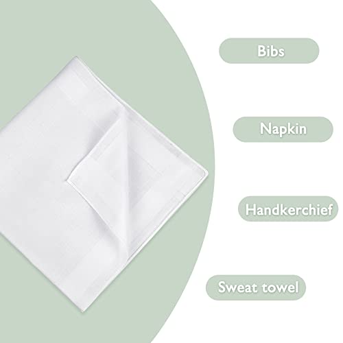 Zenssia Men's White Pure Cotton Handkerchiefs with Hem, Pack of 6 Pieces Hankies - Image 5