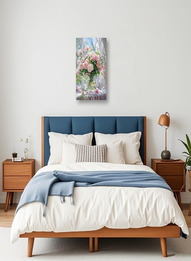 CXHOSTENT Rose Canvas Wall Art Vintage Flower Pictures Pink Floral Painting Print Retro Botanical Prints Rustic Country Bedroom Office Decor Framed (12.00" x 18.00") - Image 5