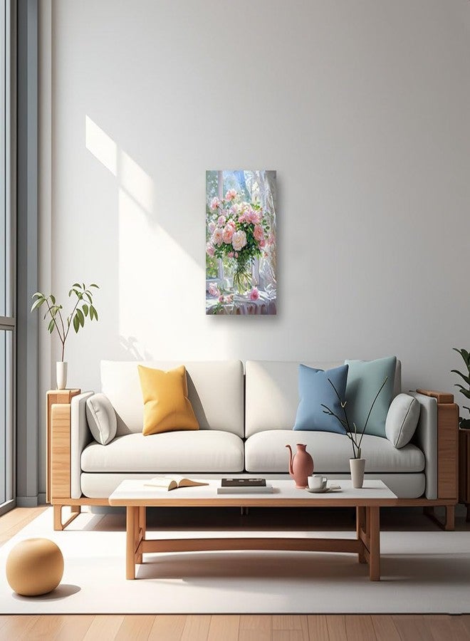 CXHOSTENT Rose Canvas Wall Art Vintage Flower Pictures Pink Floral Painting Print Retro Botanical Prints Rustic Country Bedroom Office Decor Framed (12.00" x 18.00") - Image 4