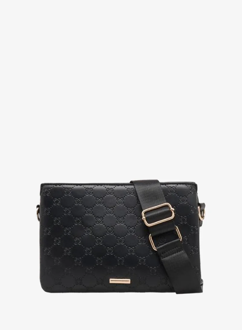 Sasha Sasha Floral Embossed Crossbody Bag with Zip Closure