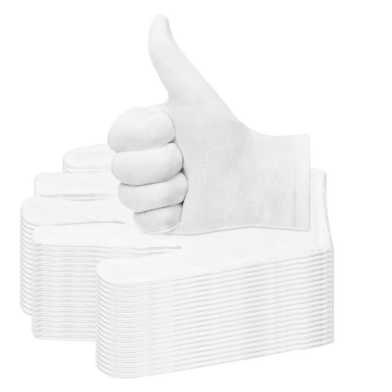 PAXCOO 20 Pairs Cotton Gloves for Dry Hands, Paxcoo White Cotton Gloves for Eczema, Cosmetic Moisturizing and Jewelry Inspection, Medium Size - Image 1