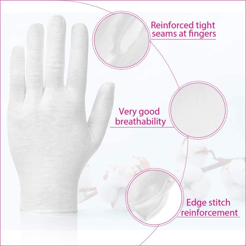 PAXCOO 20 Pairs Cotton Gloves for Dry Hands, Paxcoo White Cotton Gloves for Eczema, Cosmetic Moisturizing and Jewelry Inspection, Medium Size - Image 3