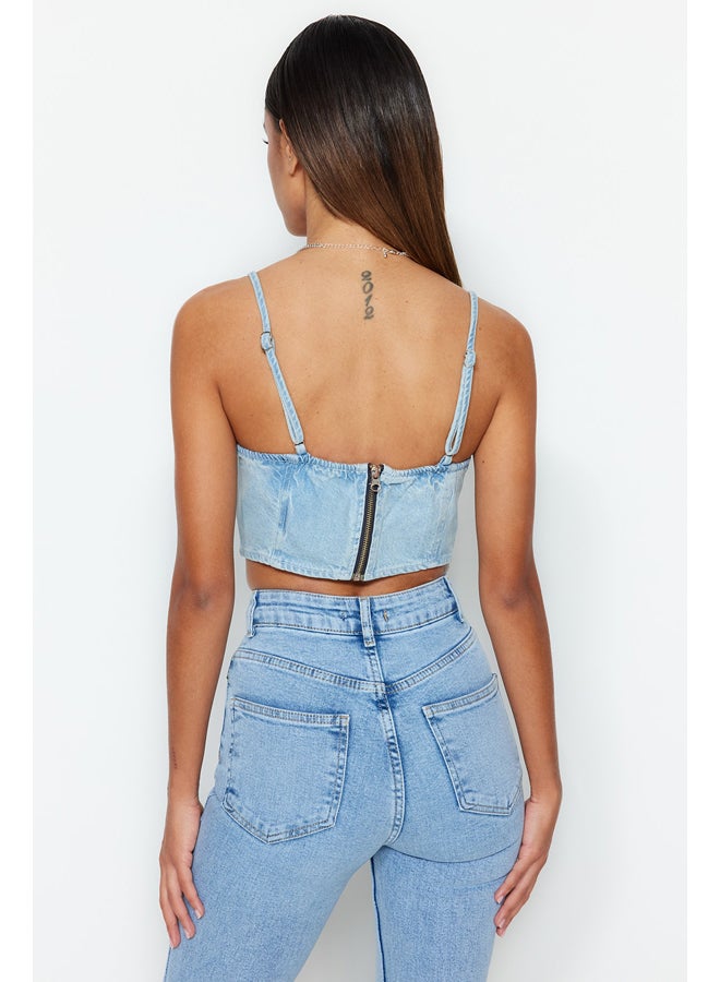 trendyol Blue Eyed Denim Bustier TWOSS23BS00010  - Image 3