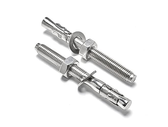 TheMujtaba Standard Fasteners for Heavy-Duty Zinc Wedge Anchors for Cement and Concrete Wedge Type Fully Threaded Design Expansion Zinc Plated Anchor Bolts (Pack of 10pcs)(10X75) - Image 1