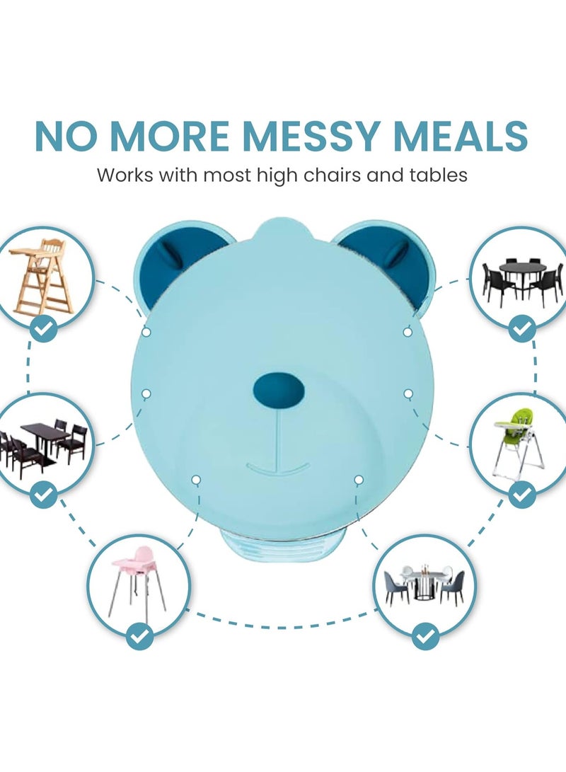 Cartoon Baby Divided Plate Stainless Steel Infants Feeding Bowl Feeding Plate Child Assisted Tableware(Blue) - Image 2