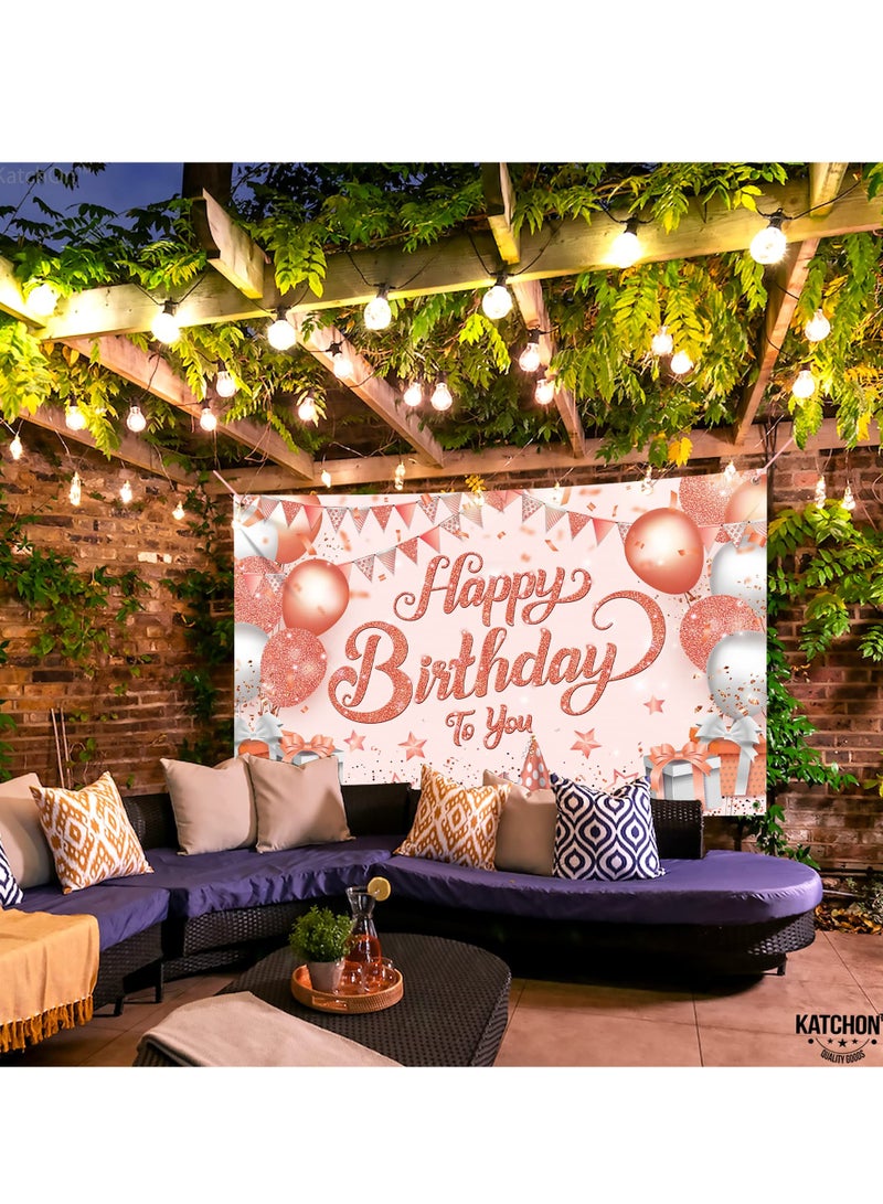 SOLARAE Happy Birthday Banner, 72 X 44 Inch Party Decorations Supplies Birthday Party Backdrop for Women and Girls Boys, Happy Birthday Sign Decorations, Sweet Photography Background Photo Booth - Image 5