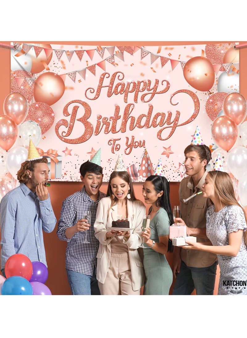 SOLARAE Happy Birthday Banner, 72 X 44 Inch Party Decorations Supplies Birthday Party Backdrop for Women and Girls Boys, Happy Birthday Sign Decorations, Sweet Photography Background Photo Booth - Image 2