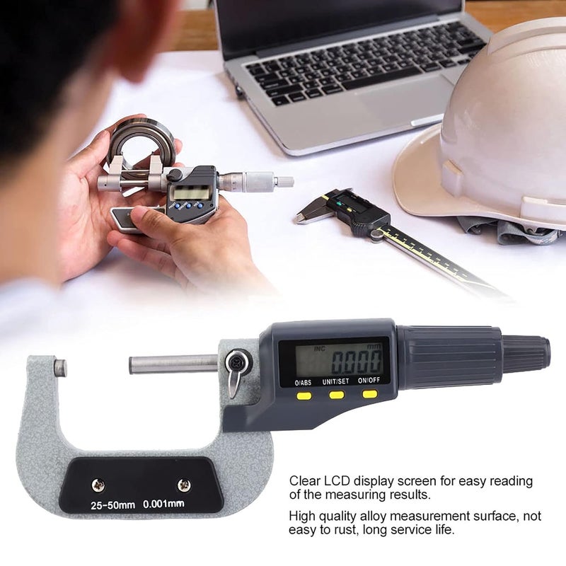 Digital Micrometer, Outside Micrometer, Caliper Electronic Micrometer, Metalworking Caliper Gauge, Micrometer Gauge for Diameter Measurements (25-50mm) - Image 2