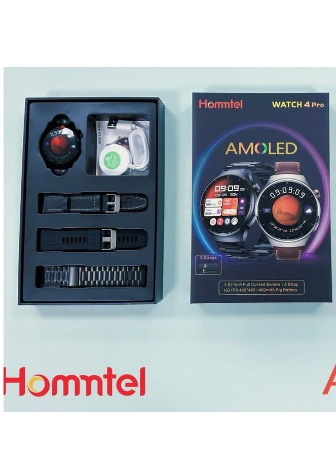 homntel Classic Series Smart Watch with Call Function Health Monitoring Voice Assistant Compass and HD Display Includes 3 Interchangeable Straps - Image 2