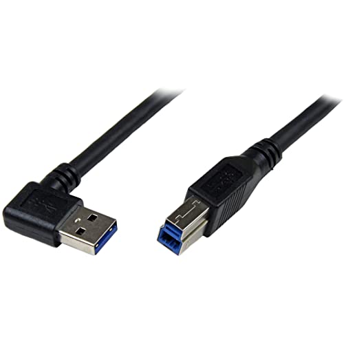 StarTech.com 1m Black SuperSpeed USB 3.0 Cable - Right Angle A to B - 3 ft USB 3 Cable - Right Angle USB 3.0 A (M) to USB 3.0 B (M) (USB3SAB1MRA) - Image 1