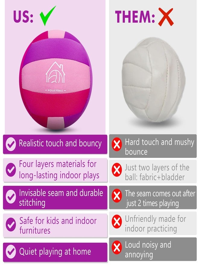 AceVernine Soft Indoor Volleyballs for Practicing Inside House and Yard, Safe and Silent Volleyball for Girls Boys Kids Youth Beginners Training Back to School Easter Gifts (Pink, Size 5) - Image 5