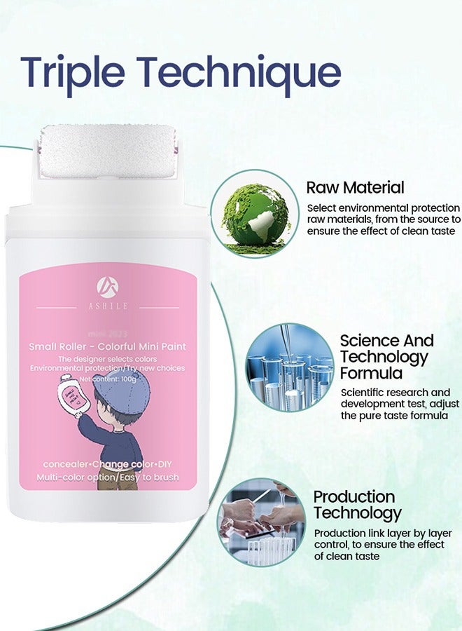 ASHILE Small Roller Colorful Mini Paint - Portable Wall Repair Paint Wall Mending Agent Wall Spackle with Roll Brush Wall Surface Hole Fill Quick and Easy Solution (3.5oz & White) - Image 3