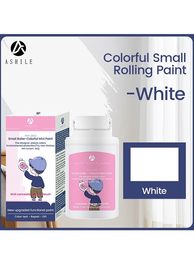 ASHILE Small Roller Colorful Mini Paint - Portable Wall Repair Paint Wall Mending Agent Wall Spackle with Roll Brush Wall Surface Hole Fill Quick and Easy Solution (3.5oz & White) - Image 2
