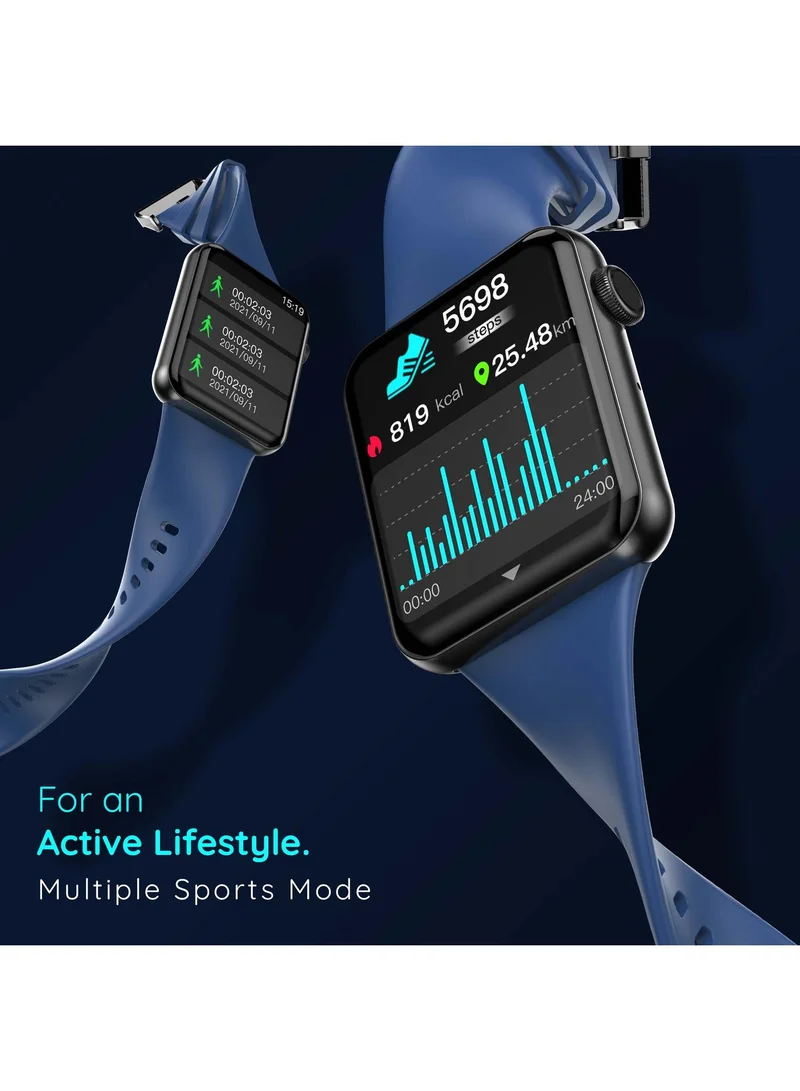 بيبل Vision 2.05" Smartwatch for Men and Women, Largest HD Display, 600 Nits Brightness, Bluetooth Calling, HR & BP Monitor, Voice Assistance, Alarm & Notification - Evening Blue