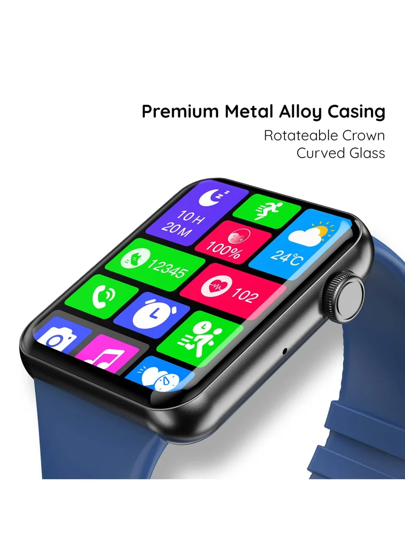 بيبل Vision 2.05" Smartwatch for Men and Women, Largest HD Display, 600 Nits Brightness, Bluetooth Calling, HR & BP Monitor, Voice Assistance, Alarm & Notification - Evening Blue