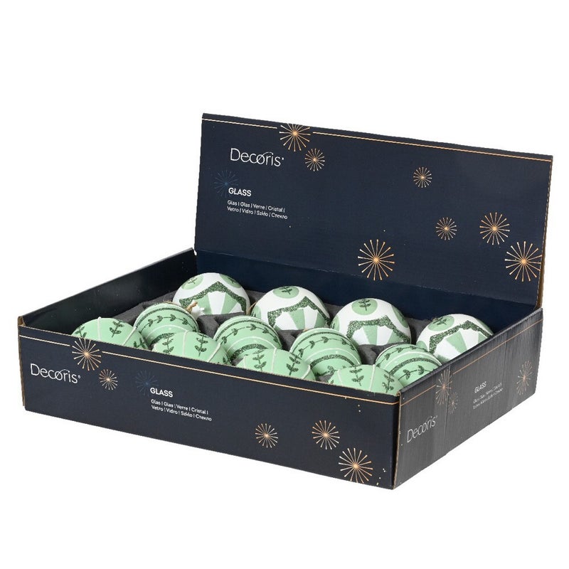 Kaemingk زخرفة كريستماس زجاجية خضراء من كامينغك بتصميم ورقة للتزيين الداخلي والخارجي - 8 سم، قطعة واحدة متنوعة - Image 3