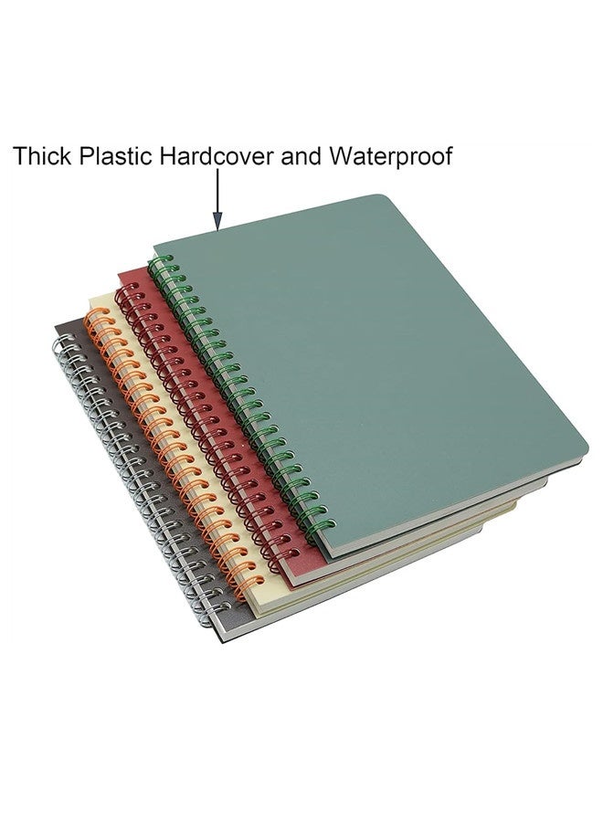 Timsusie Spiral Notebook, 4 Pcs 8.3 Inch x 5.9 Inch A5 Thick Plastic Hardcover 8mm Ruled 4 Color 80 Sheets -160 Pages Journals for Study and Notes (style 10-Wine Red,Brown,Green,ivory - Image 2
