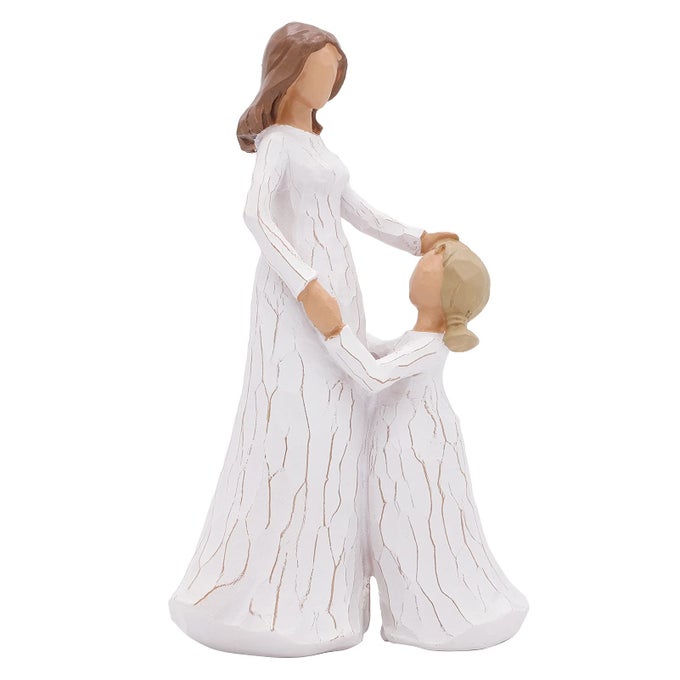 MOTHER DAUGHTER FIGURINE HAND CARVED COLLECTIBLE ENCOURAGEMENT PRESENT FOR MOTHERS DAY BIRTHDAY GIFT FOR MOMGRANDMA