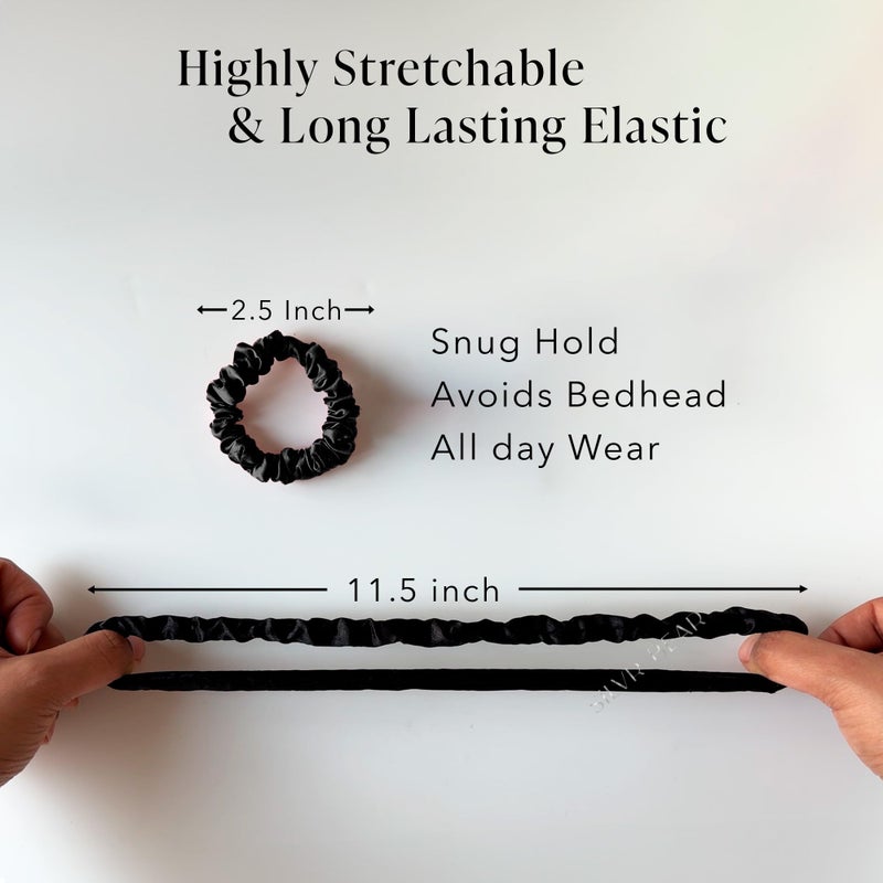 Silvr Bear Luxury Satin Skinny Scrunchies, 6 Count - Black Skinny, Hair Ties for Women, Girls and Men, Softer than Silk Scrunchies, Hair Accessories for All Hair Types - Image 5