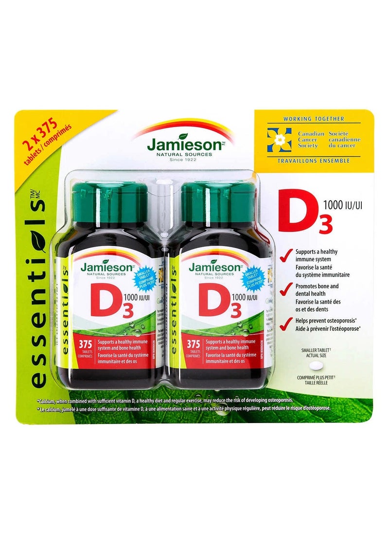 Jamieson Jamieson Vitamin D 1000 IU/25 mcg, Twin Pack (2x375 Tablets) 