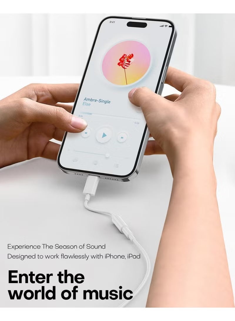 اتش بي ار تي محول USB Type‑C إلى 3.5 مم لمقبس سماعة الرأس، محول صوت من النوع Type‑C إلى AUX لهواتف iPhone 17/16/15 وسامسونج Galaxy Google Pixel وiPad Pro، لجميع هواتف USB Type‑C (أبيض) - Image 4